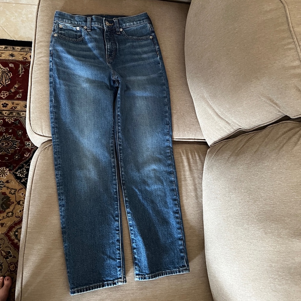 J. Crew Classic Straight Jeans, 26, Slightly distressed finish